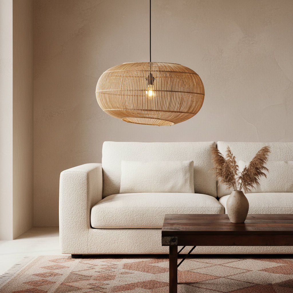 Luna rattan pendant light Orbit -Ø 62x37 cm