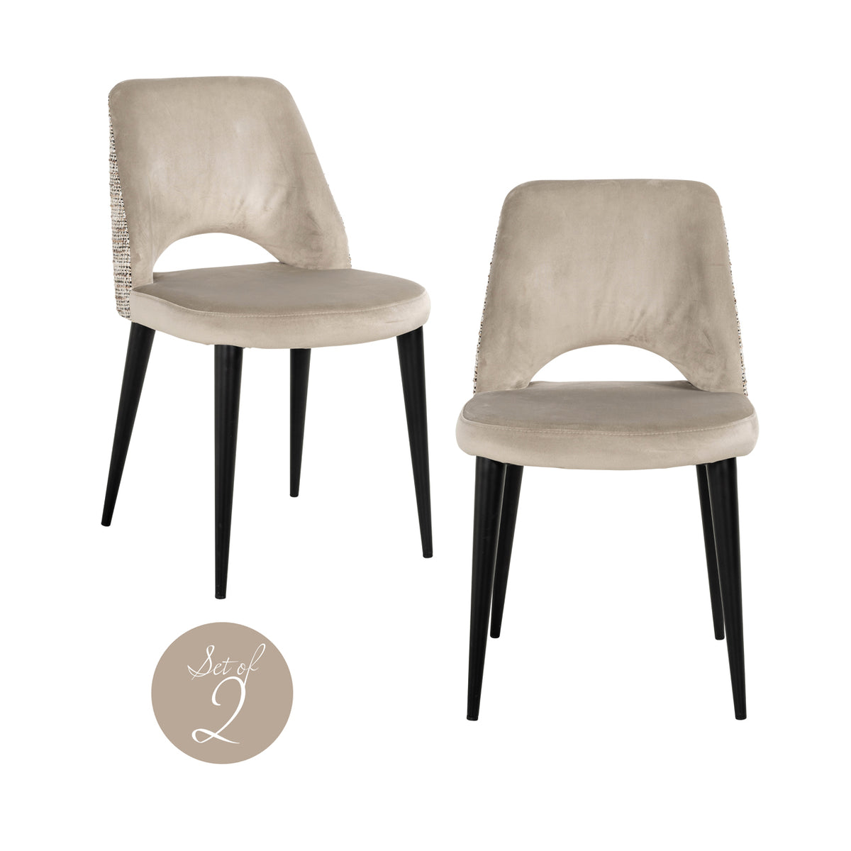 Dining chair Tabitha trendy nature fire retardant (Set of 2)
