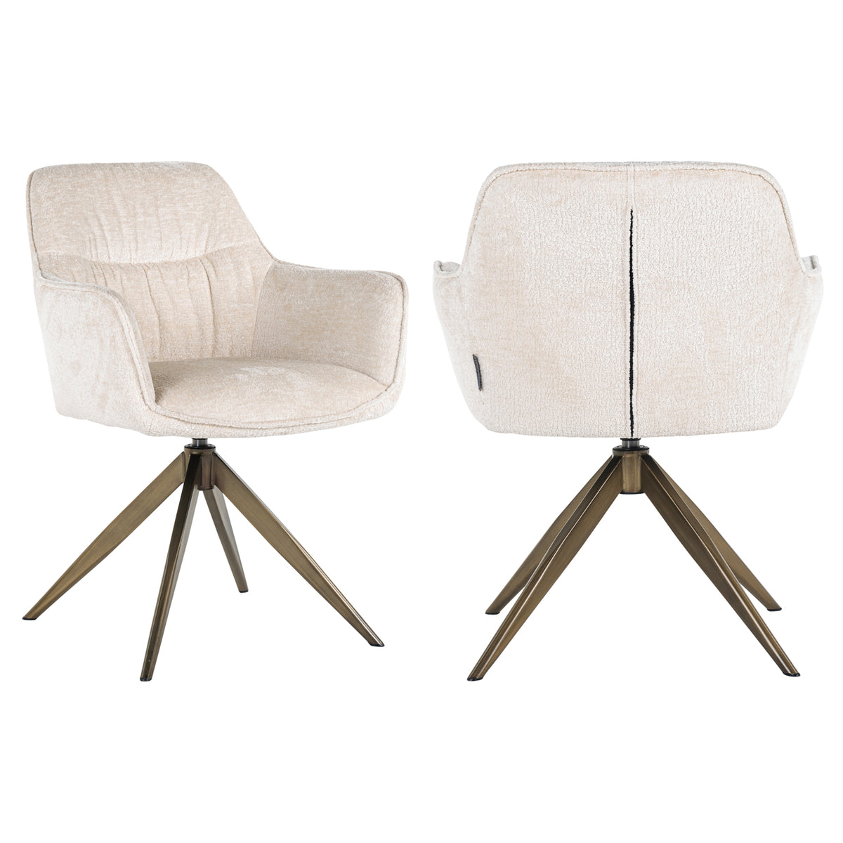 Dining chair Aline white chenille swivel fire retardant