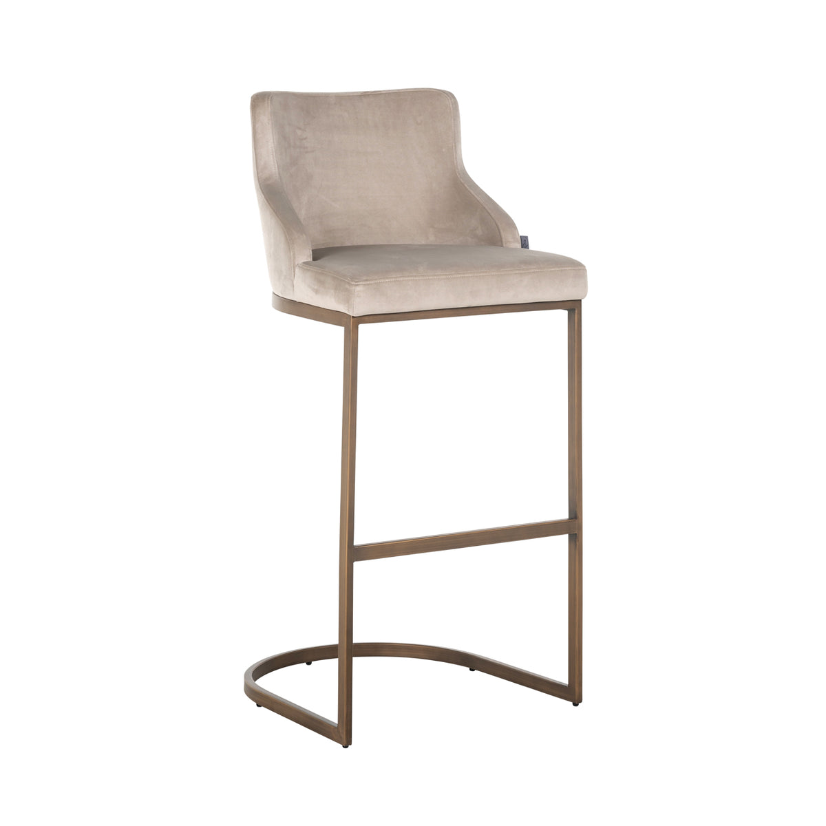 Bolton bar stool khaki velvet brushed gold fire retardant (Set of 2)
