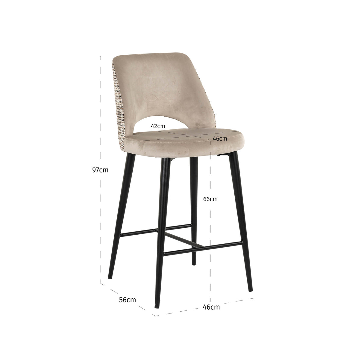 Tabitha trendy nature fire-retardant counter stool
