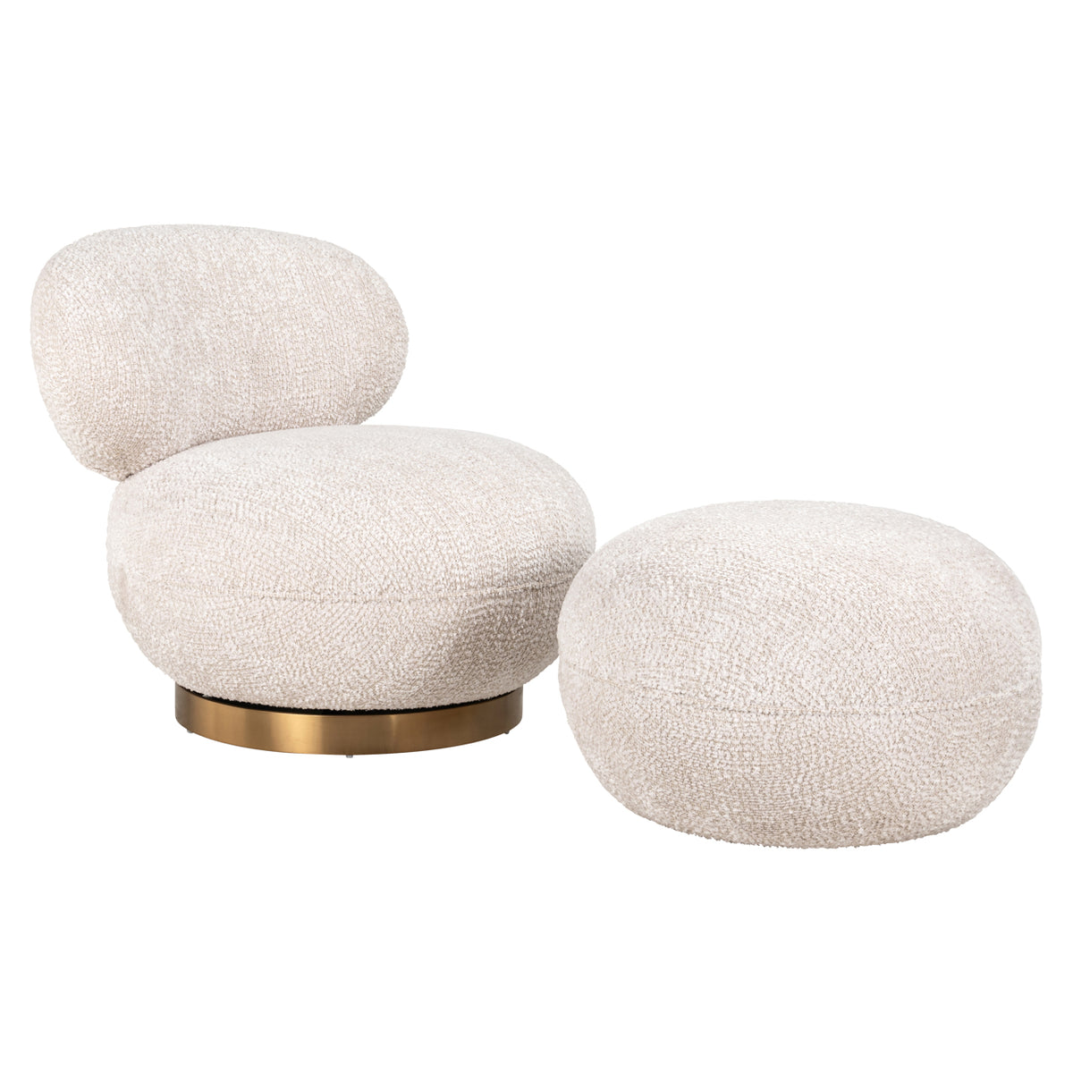 Fauteuil lounge Jace lovely cream pivotant