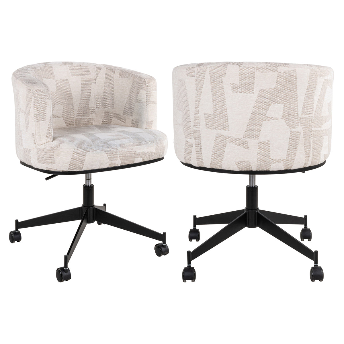Eetkamerstoel Rochenne beige graffic swivel on wheels