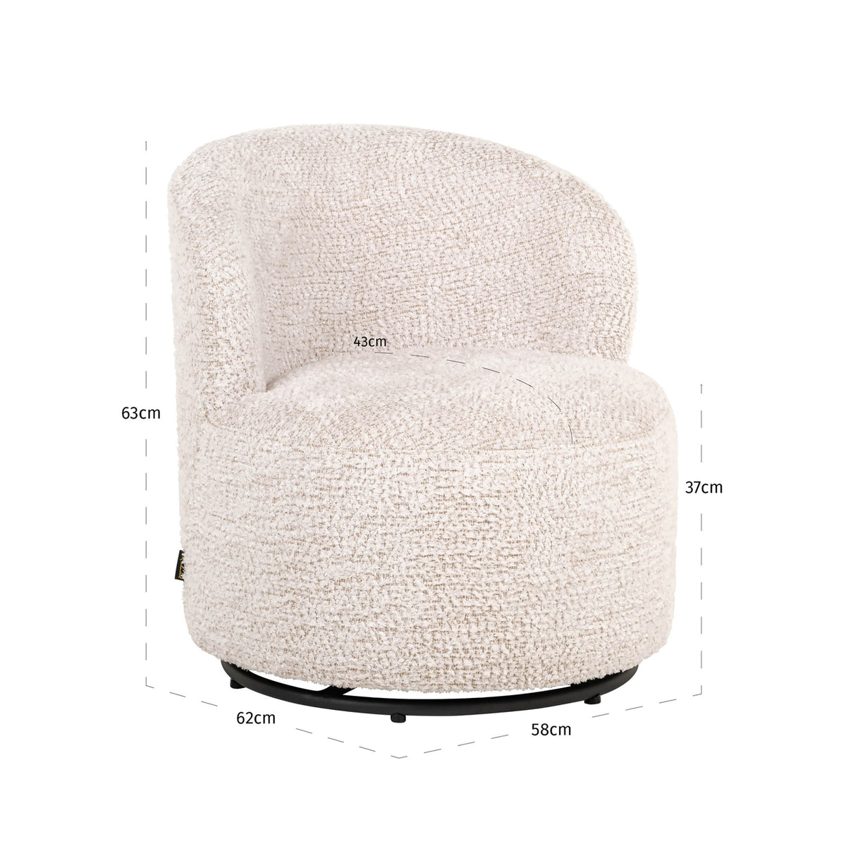 Loungesessel Jackie Lovely Cream Drehbar für Kinder