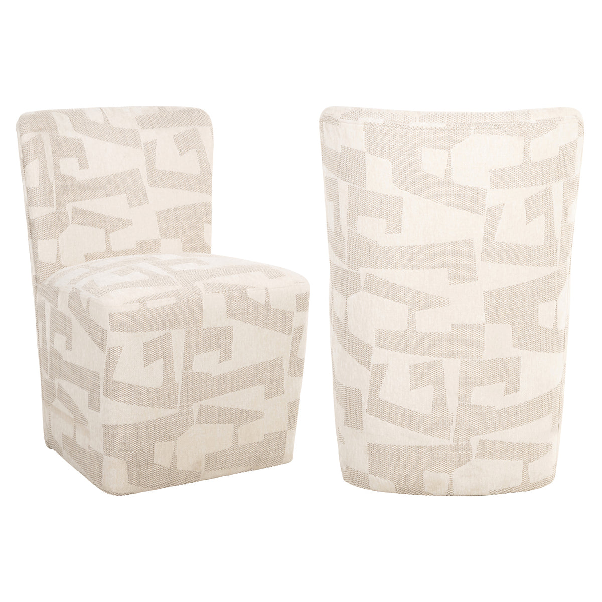 Esszimmerstuhl Lorain beige graffic mit Rollen