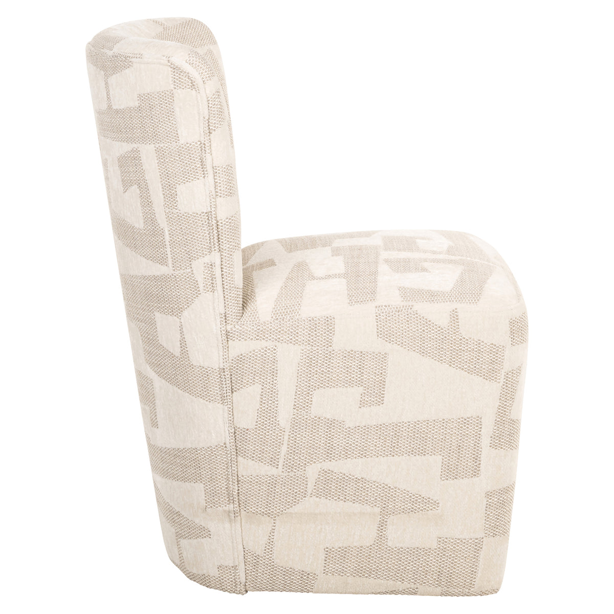 Lorain beige graffic dining chair on wheels