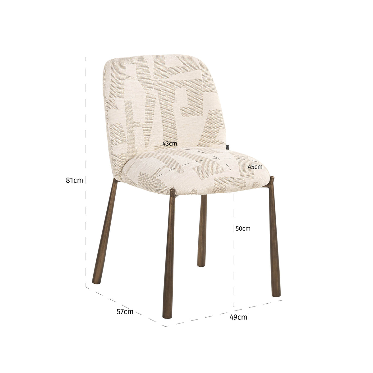 Chaise de salle à manger Lana beige graffic (Set of 2)