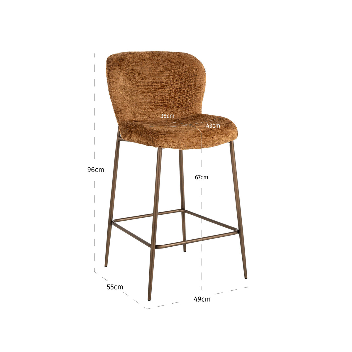 Chaise de comptoir Odarby cognac fusion