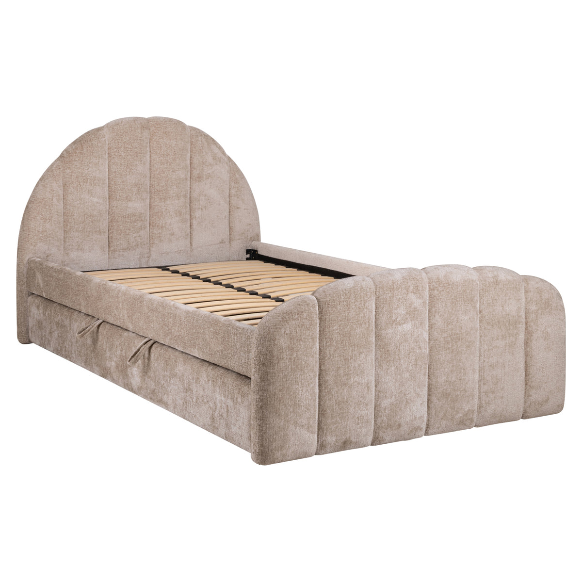 Lit Pixie en chenille clay 120x200 avec lit gigogne