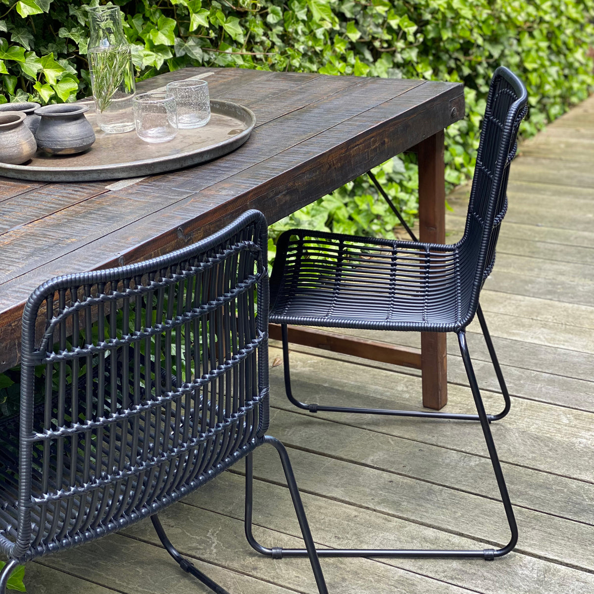 Chaise de jardin Jane noire (lot de 2)