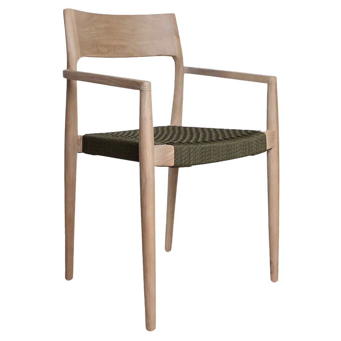 Chaise de jardin Freya en teck clair avec accoudoirs -Vert (set of 2)