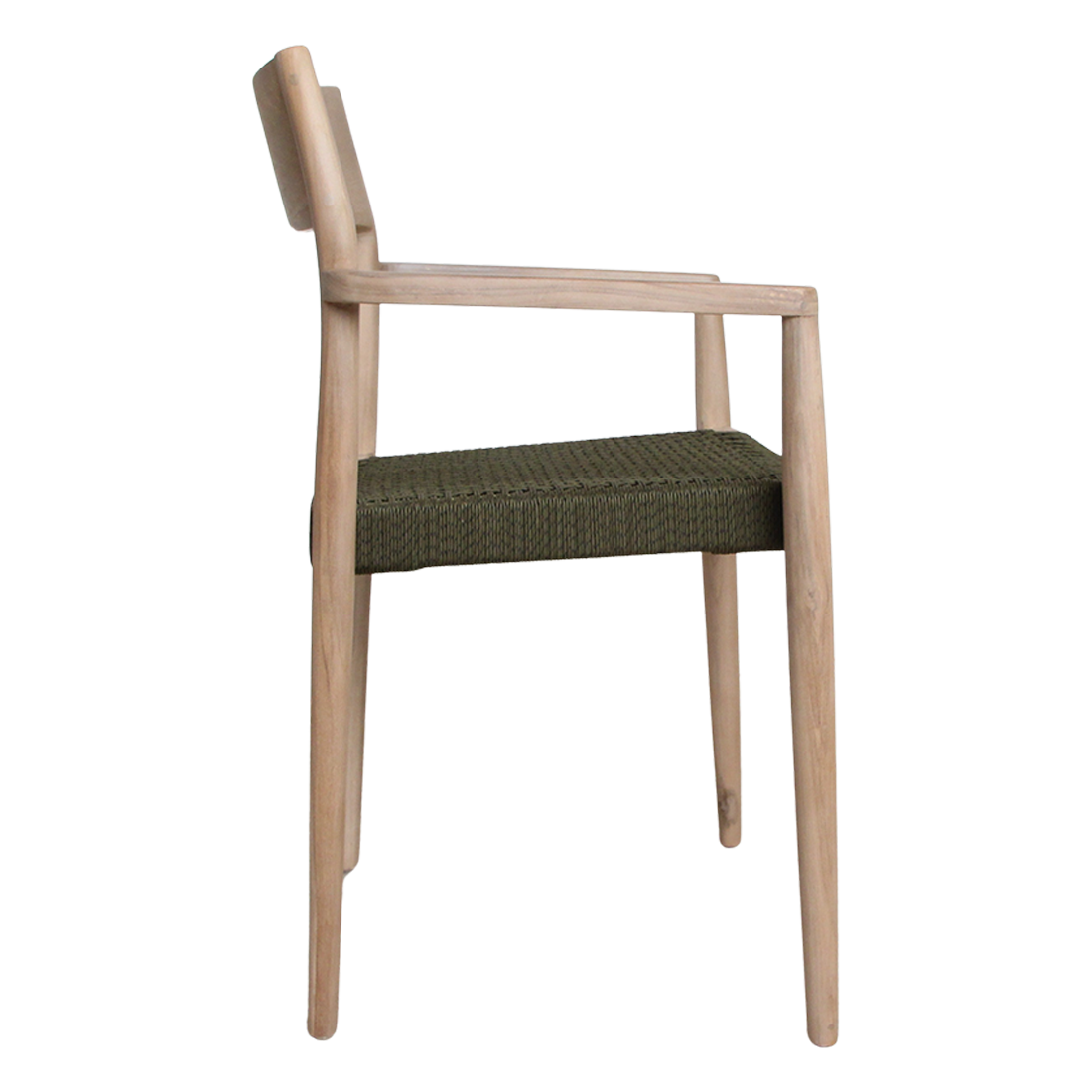 Chaise de jardin Freya en teck clair avec accoudoirs -Vert (set of 2)
