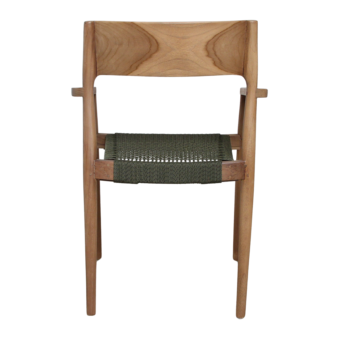 Freya dark teak garden chair with armrests -Green (set of 2)