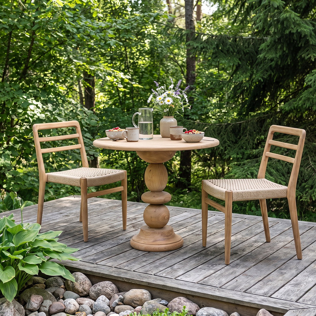 Verano teak tuinstoel met armleuning - Naturel (set of 2)