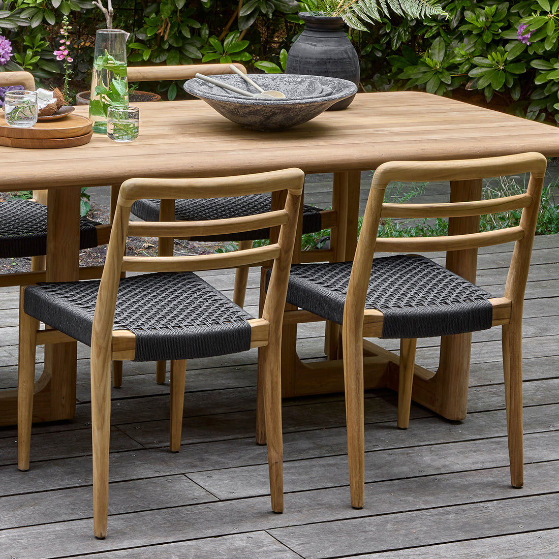 Verano black teak garden chair (set of 2)