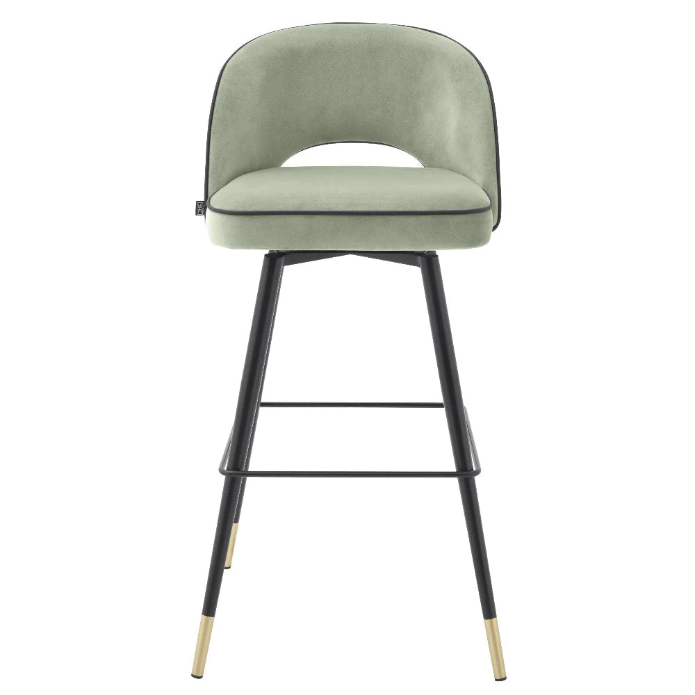 bar stool barkruk eichholtz cliff set of 2 pistache velvet lichtgroen