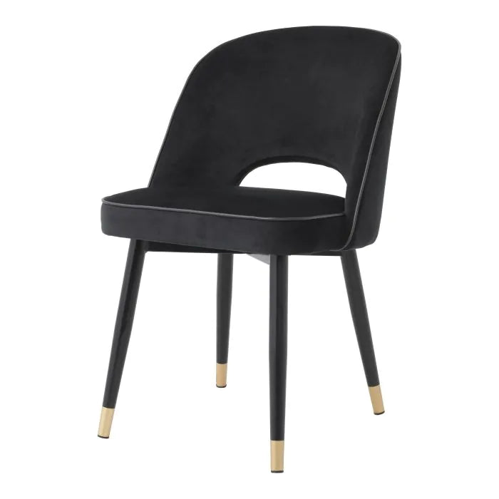 Chaise de salle à manger Eichholtz Cliff velours noir