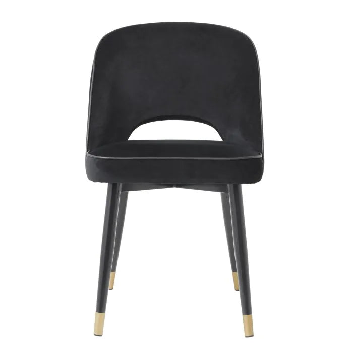 Chaise de salle à manger Eichholtz Cliff velours noir
