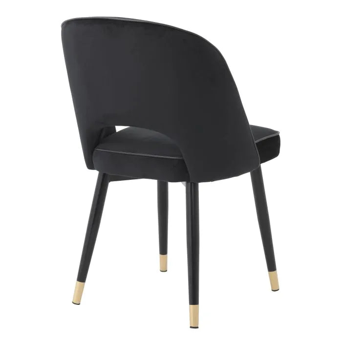 Chaise de salle à manger Eichholtz Cliff velours noir