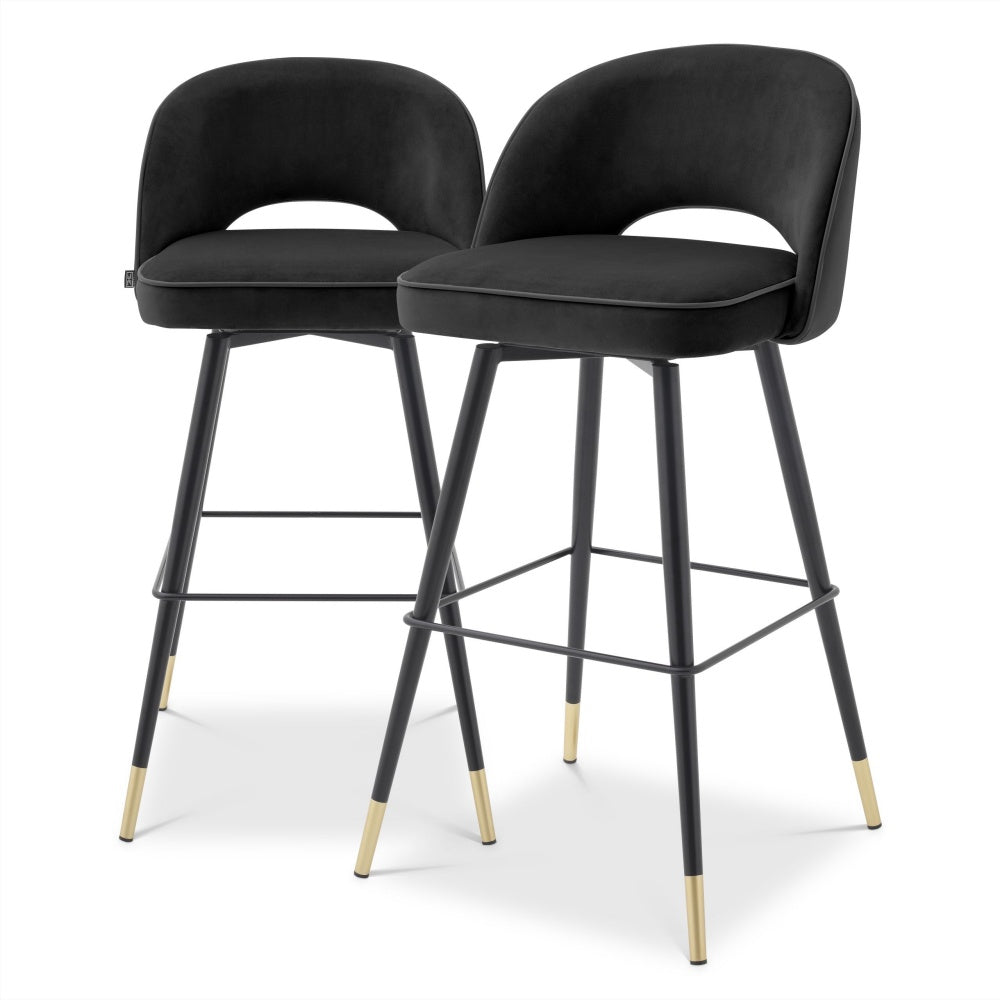 Eichholtz bar stool Cliff black velvet