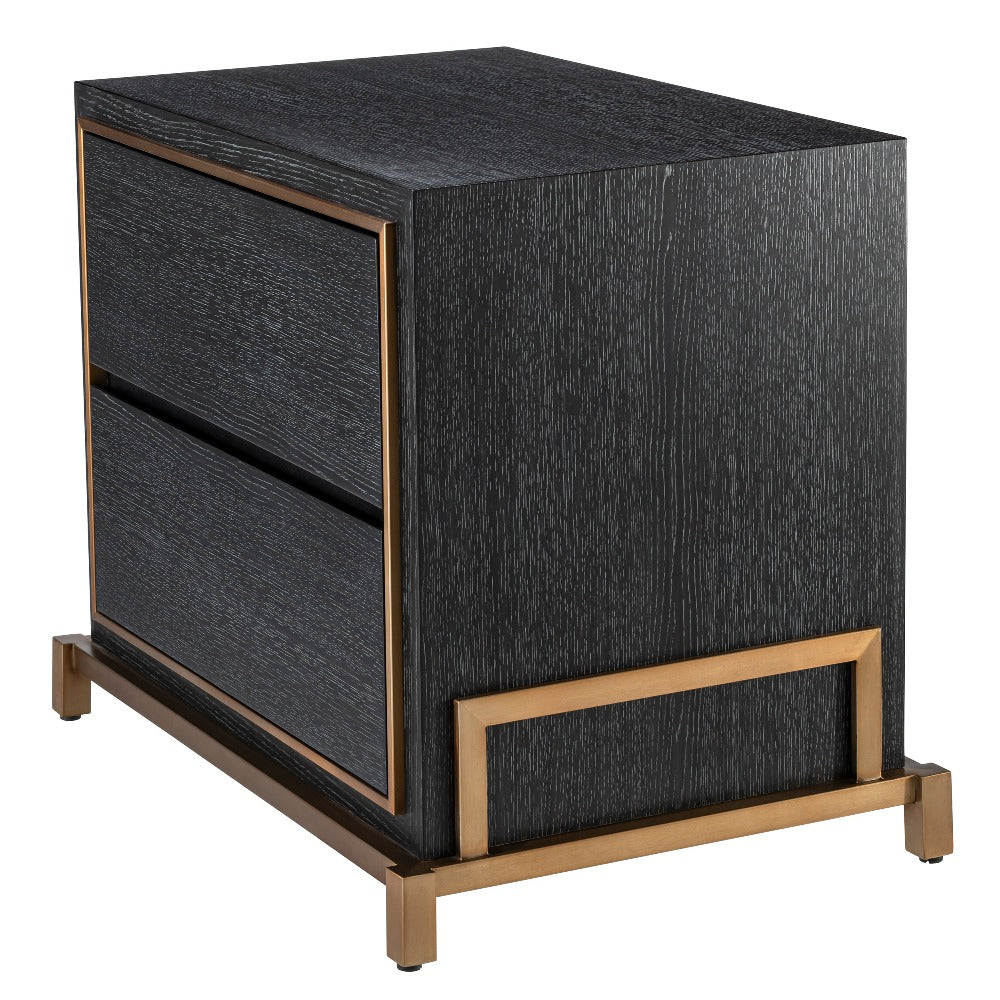 bedside table nachtkastje eichholtz hazel zwart goud
