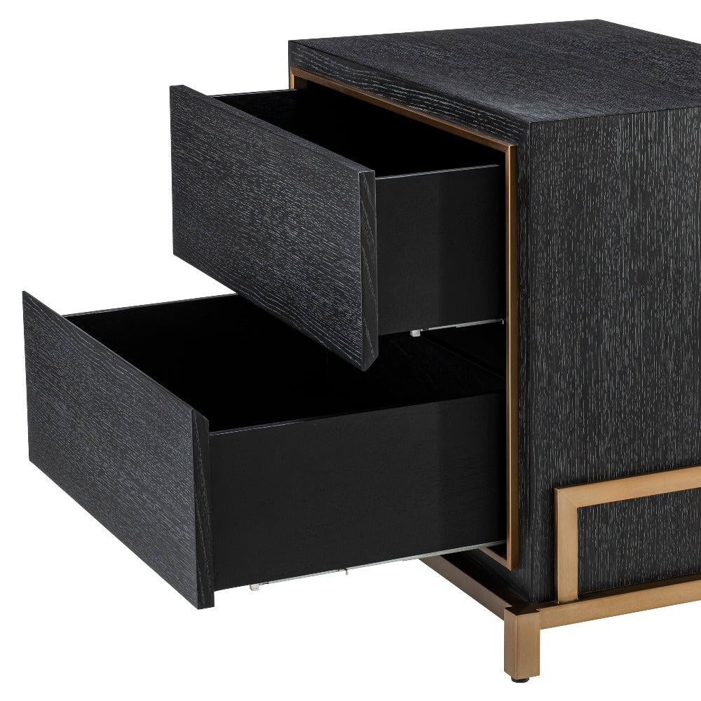bedside table nachtkastje eichholtz hazel zwart goud