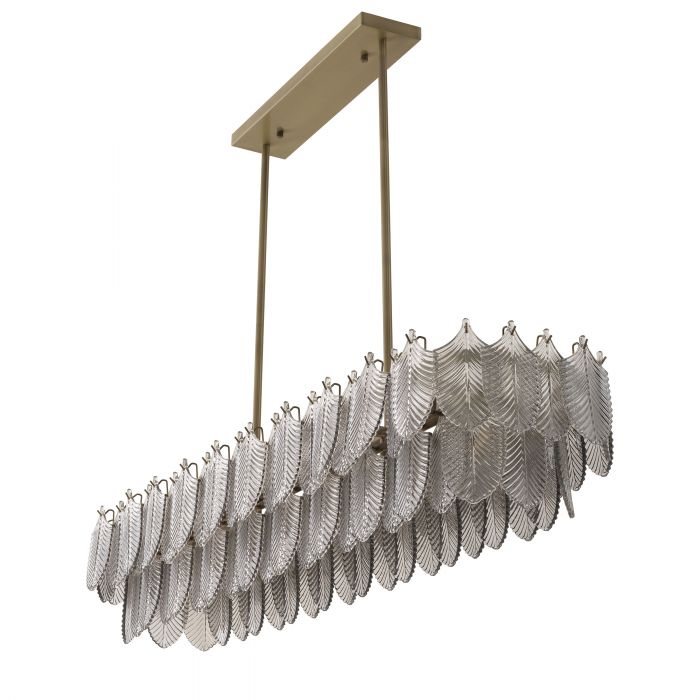 chandelier eichholtz verbier rectangular smoke glas geborsteld goudkleurig messing