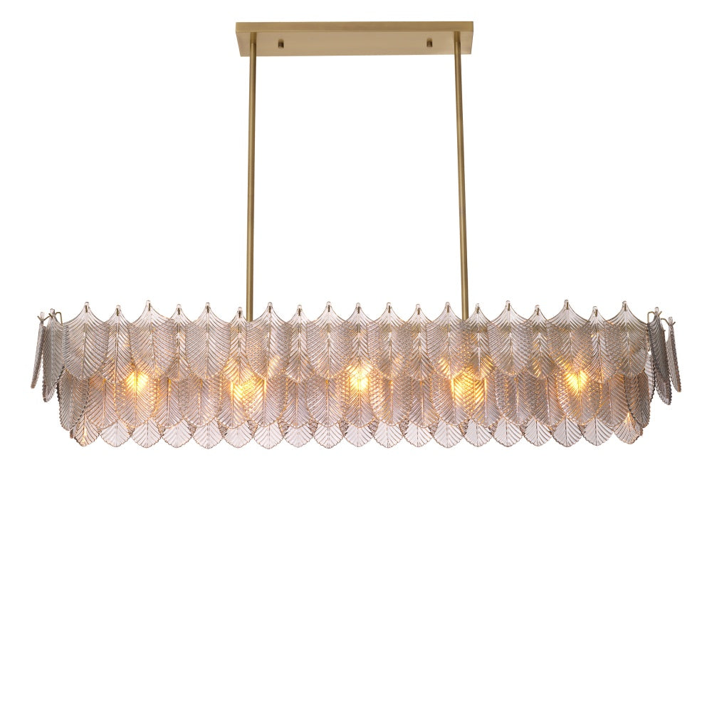 chandelier eichholtz verbier rectangular smoke glas geborsteld goudkleurig messing