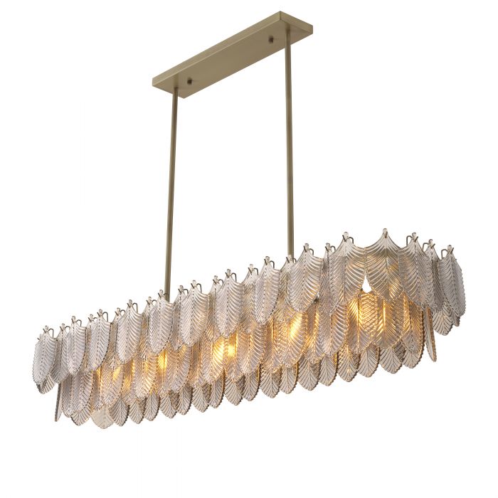 chandelier eichholtz verbier rectangular smoke glas geborsteld goudkleurig messing