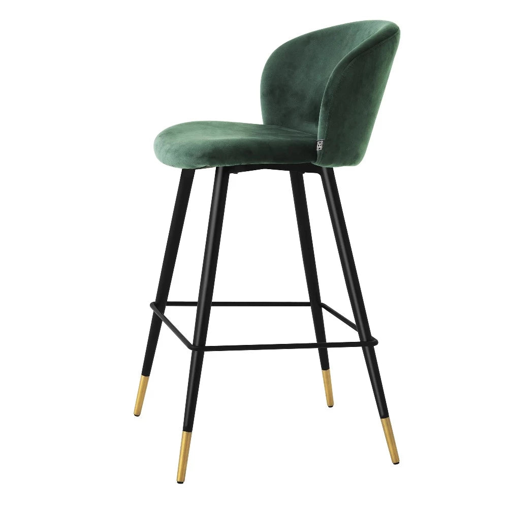 bar stool barkruk eichholtz volante savona dark green velvet donkergroen