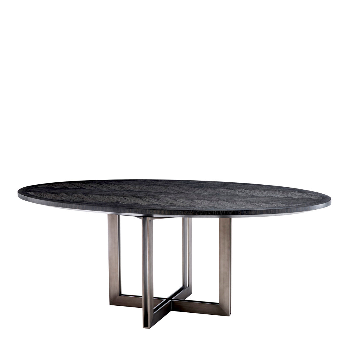 Dining table Eichholtz Melchior oval Charcoal oak eetkamertafel visgraat