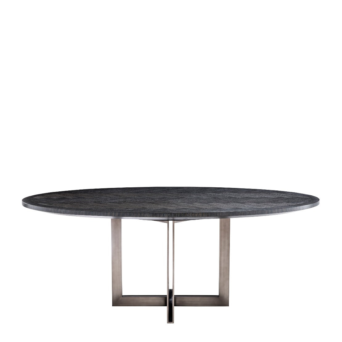Dining table Eichholtz Melchior oval Charcoal oak eetkamertafel visgraat
