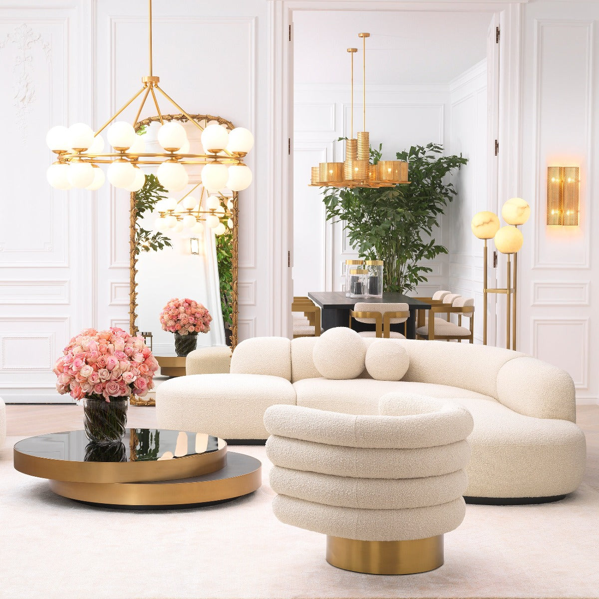 Sofa Eichholtz Björn L Bouclé Creme