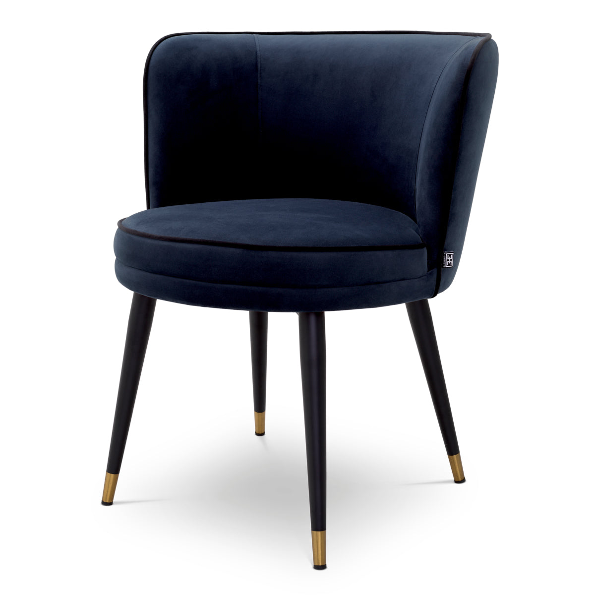 Swivel dining chair Eichholtz Grenada midnight blue velvet draaibare eetkamerstoel