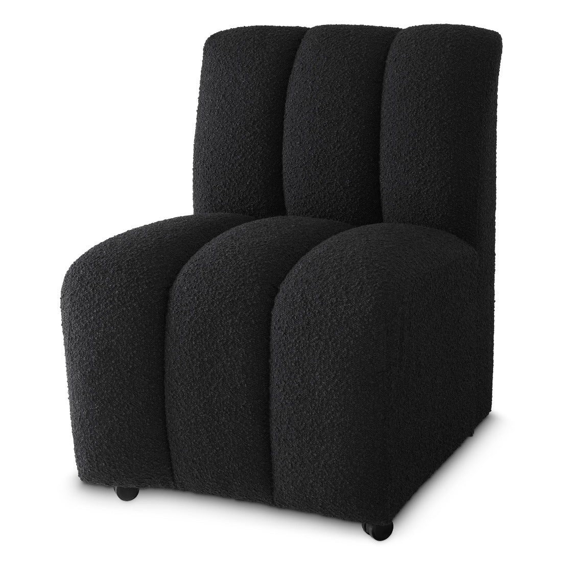 Dining chair Eichholtz Kelly bouclé black eetkamerstoel wieltjes