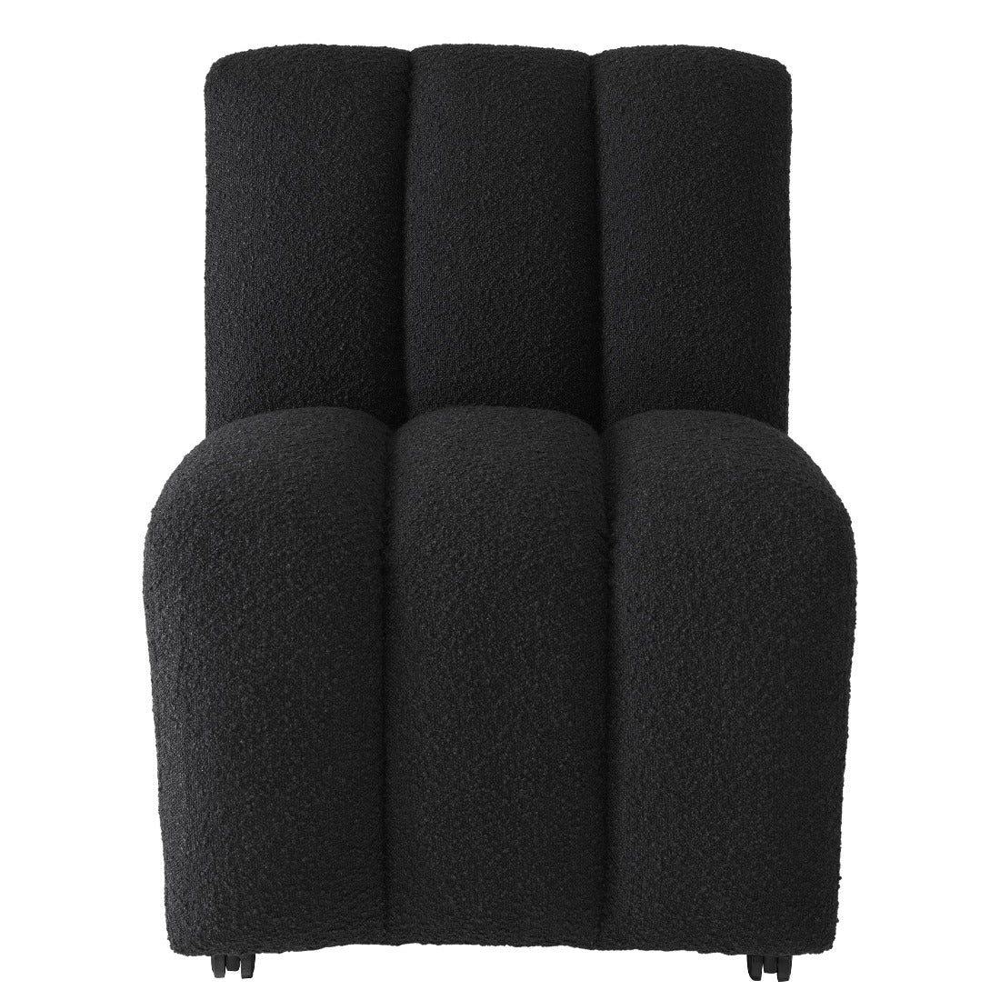 Dining chair Eichholtz Kelly bouclé black eetkamerstoel wieltjes