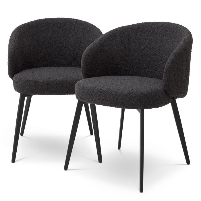 Dining chair Eichholtz Lloyd with arm Bouclé black