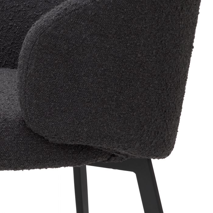 Dining chair Eichholtz Lloyd with arm Bouclé black