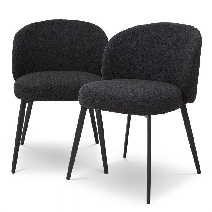 Dining chair Eichholtz Lloyd bouclé black eetkamerstoel