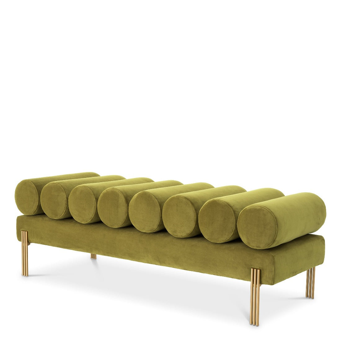Bench Eichholtz Oxley vintage Green velvet olijf groen hocker