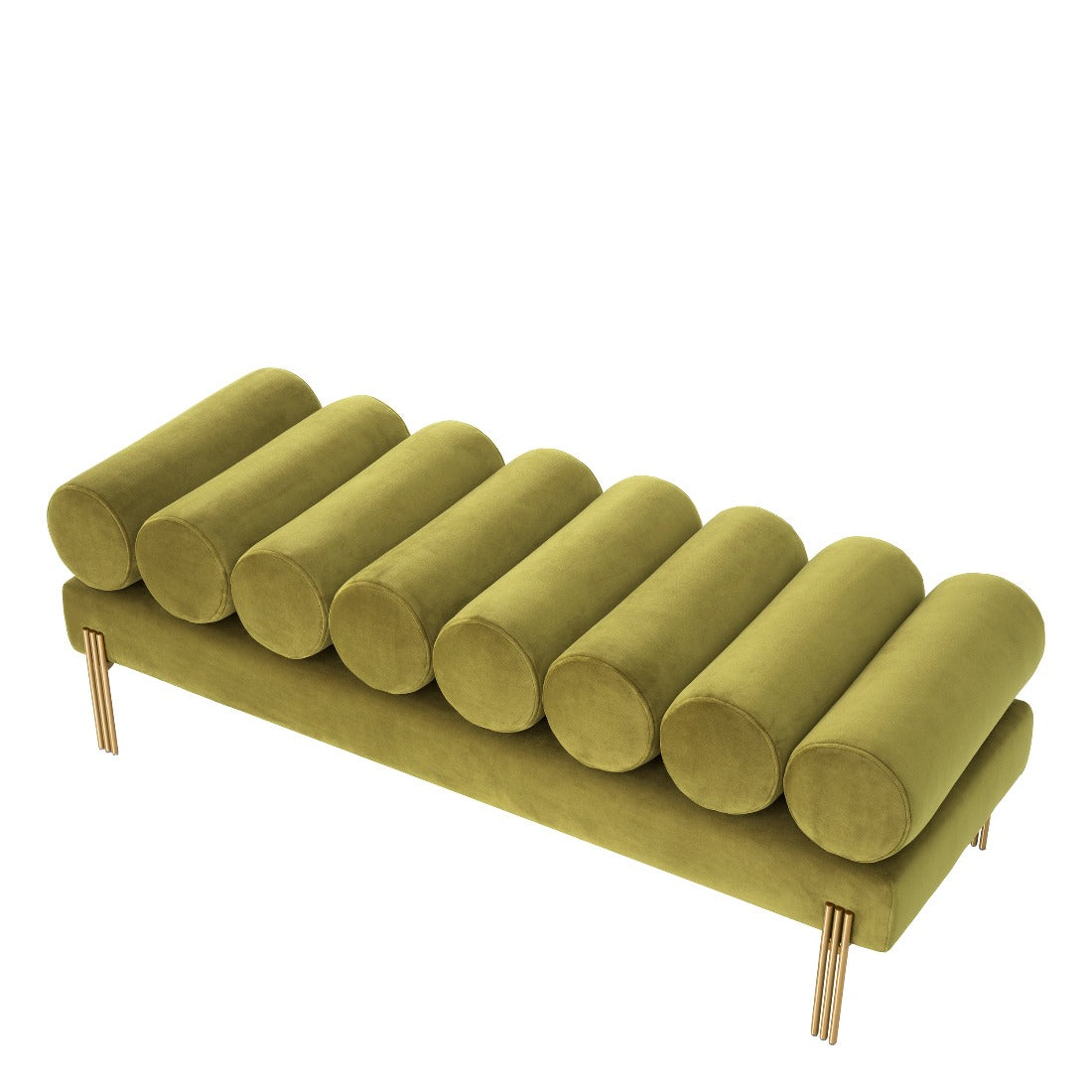 Bench Eichholtz Oxley vintage Green velvet olijf groen hocker
