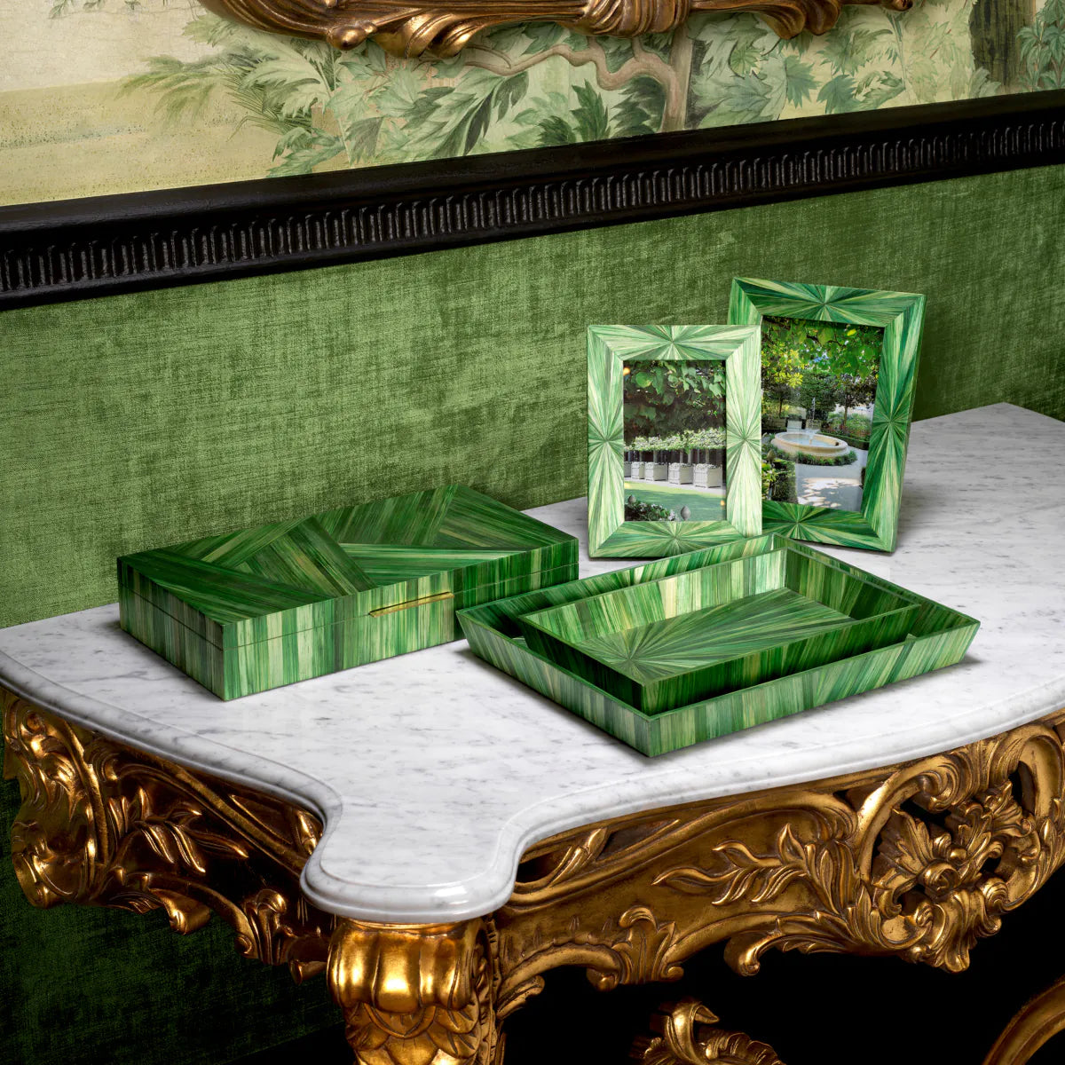 Eichholtz desk tray Harvard L green