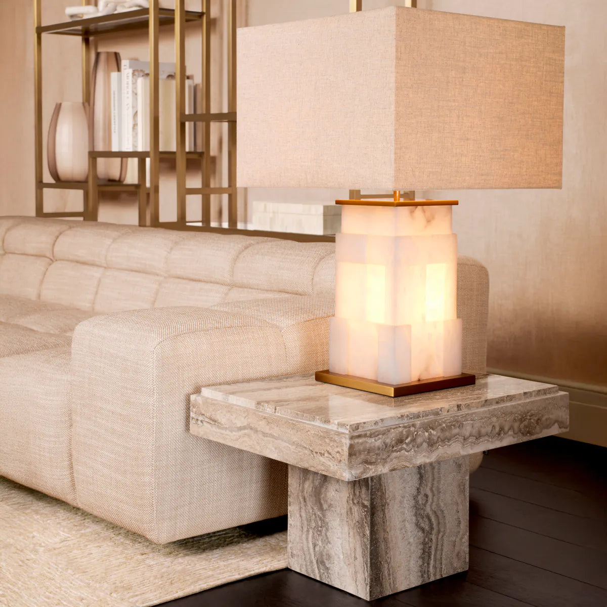 Eichholtz side table Sartoria silver travertine