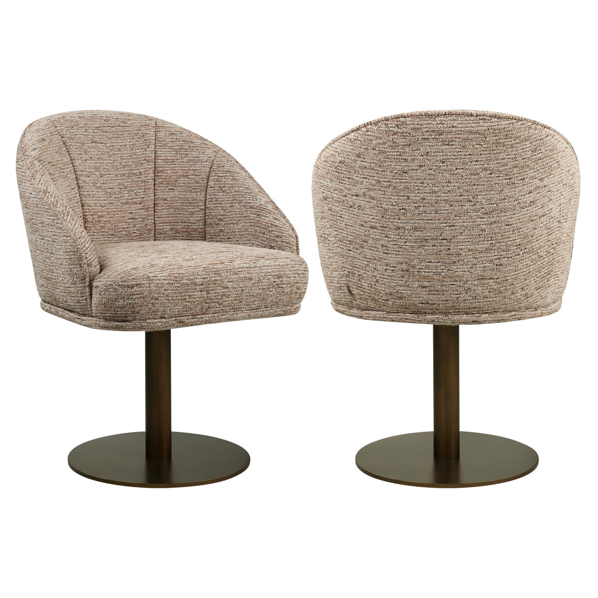 Beverly mocca linear swivel dining chair