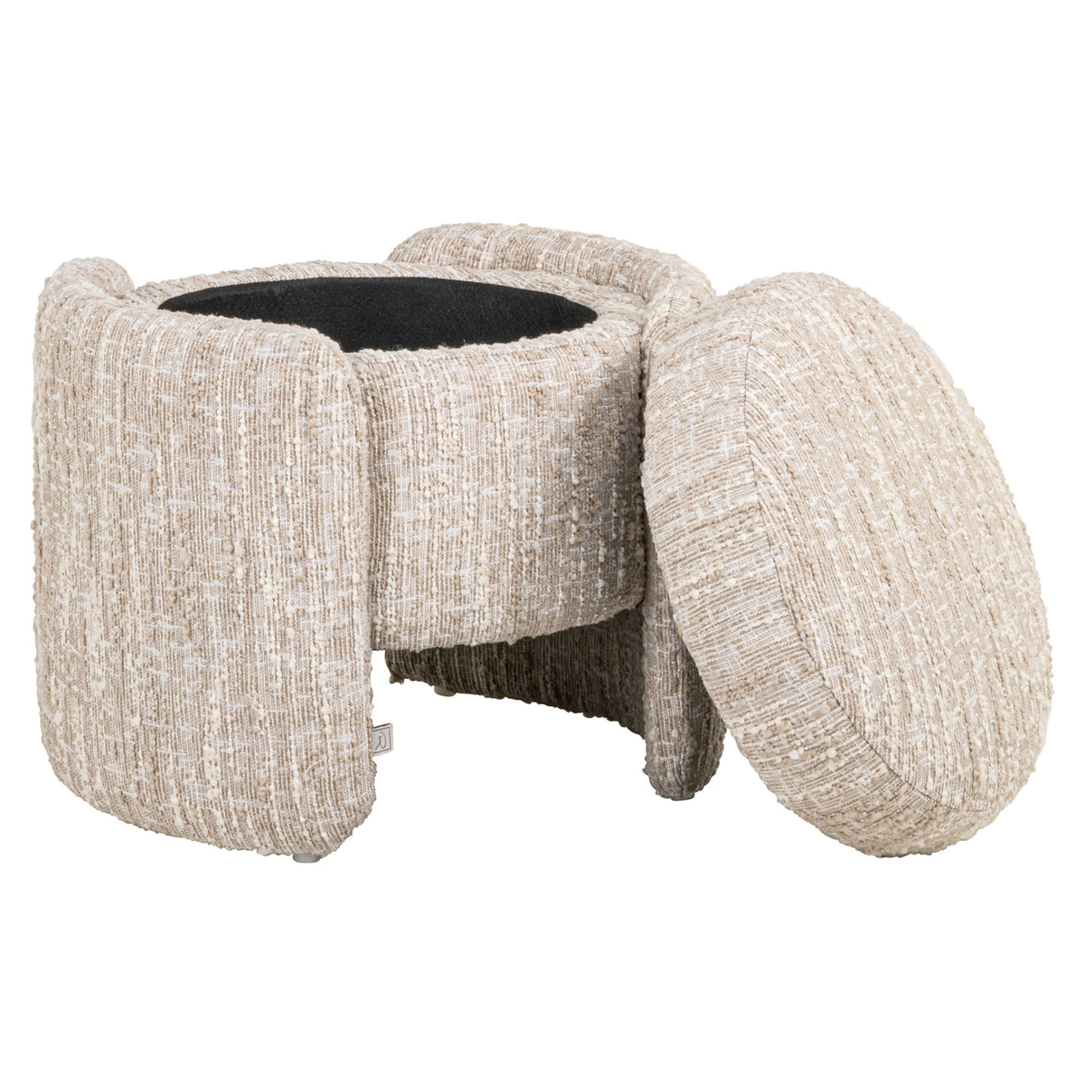 Pouf & repose-pieds Cupid beige angora avec rangement