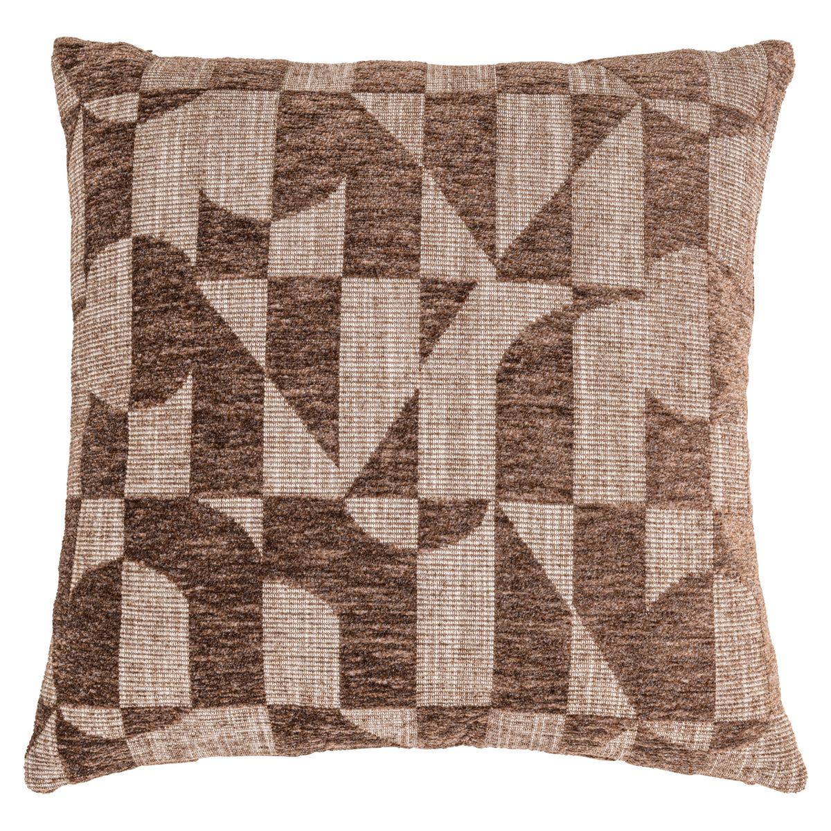 Coussin Aria marron géométrique