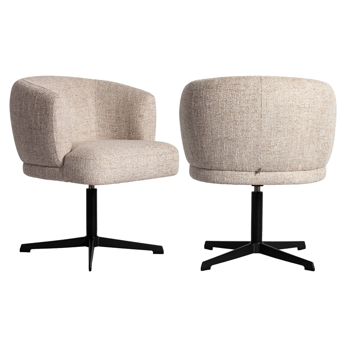 Dinan dining chair cream tweed fire retardant - swivel