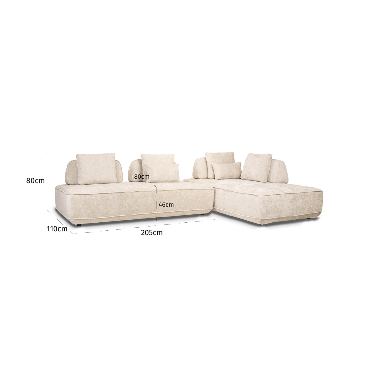 Tudor sofa, natural bold weave, 2.5-seater, movable backrest