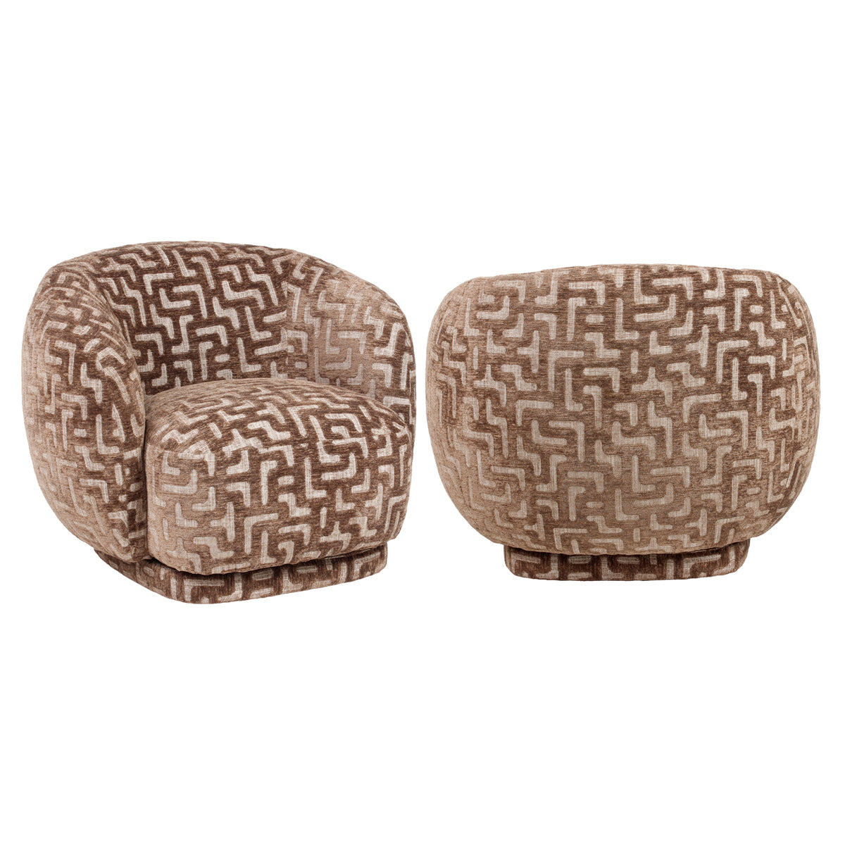 Lounge chair Negreslo brown labyrinth swivel