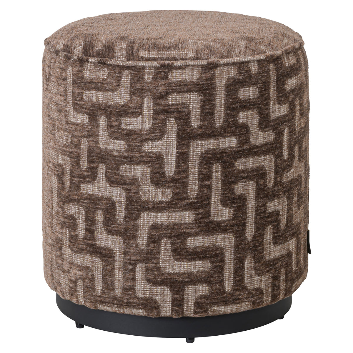 Pouf & Footstool Lexie brown labyrinth 45Ø